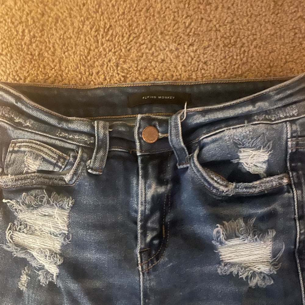 Flying Monkey Women's Blue Distressed Jeans